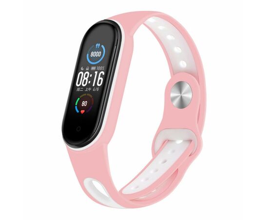Ремешок для фитнес браслета BeCover Sport Style для Xiaomi Mi Smart Band 5 Pink-White (705173)
