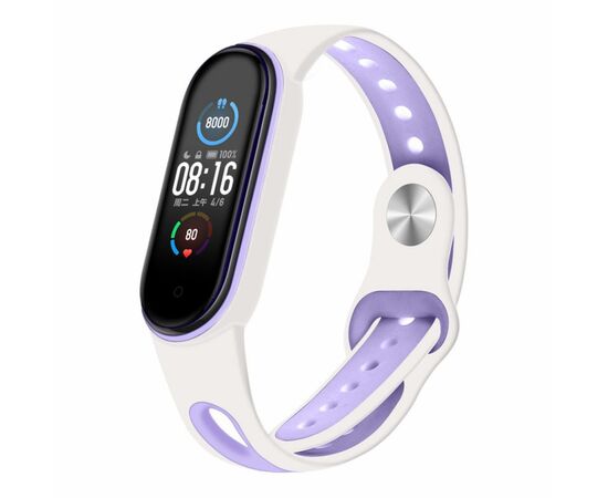 Ремешок для фитнес браслета BeCover Sport Style для Xiaomi Mi Smart Band 5 White-Purple (705175)