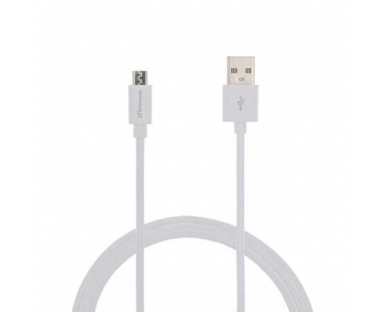 Дата кабель USB 2.0 AM to Micro 5P 2.5m white Grand-X (PM025W)
