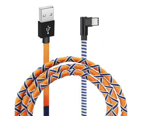 Дата кабель USB 2.0 AM to Type-C 1.0m Orange/Blue Grand-X (FC-08OB)