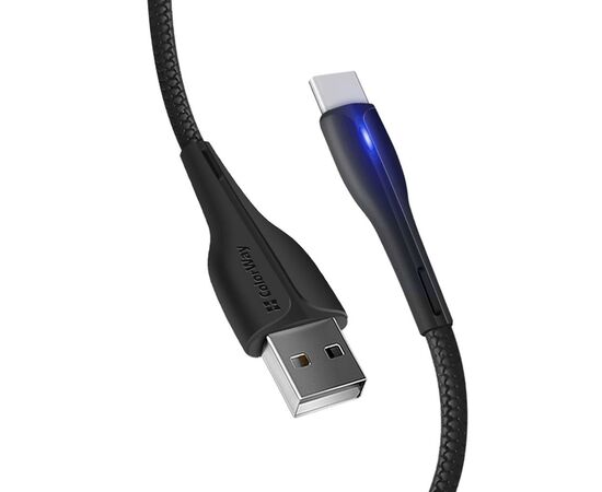 Дата кабель ColorWay USB 2.0 AM to Type-C 1.0m led black (CW-CBUC034-BK), изображение 3 Дата кабель ColorWay USB 2.0 AM to Type-C 1.0m led black (CW-CBUC034-BK), изображение 3