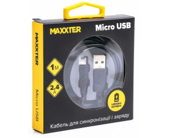 Дата кабель USB 2.0 AM to Micro 5P 1.0m Maxxter (UB-M-USB-02-1m), изображение 2 Дата кабель USB 2.0 AM to Micro 5P 1.0m Maxxter (UB-M-USB-02-1m), изображение 2