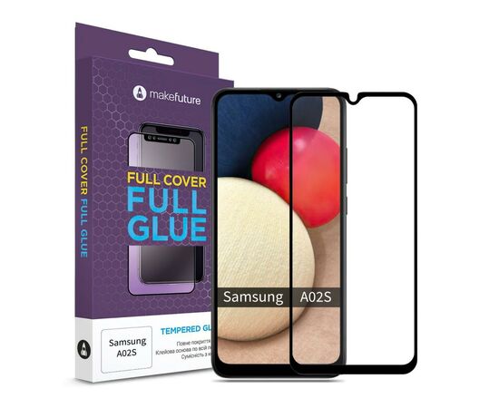 Стекло защитное MakeFuture Samsung A02s Full Cover Full Glue (MGF-SA02S)
