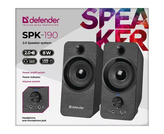 Акустическая система Defender SPK-190 Black (65190), изображение 4 Акустическая система Defender SPK-190 Black (65190), изображение 4