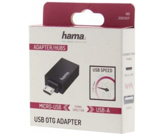 Переходник OTG USB 2.0 AF to Micro 5P Hama (00200307), изображение 2 Переходник OTG USB 2.0 AF to Micro 5P Hama (00200307), изображение 2