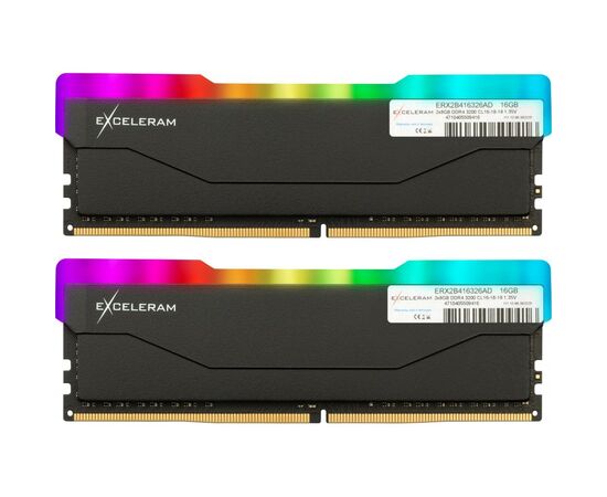 Модуль памяти для компьютера DDR4 16GB (2x8GB) 3200 MHz RGB X2 Series Black eXceleram (ERX2B416326AD)