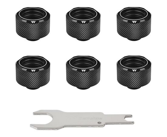 Фитинг для СВО ThermalTake Pacific C-PRO G1/4 PETG Tube 16mm OD Compression - Black (6- (CL-W214-CU00BL-B)