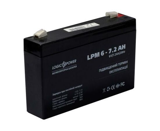 Батарея к ИБП LogicPower LPM 6В 7.2 Ач (3859), изображение 3 Батарея к ИБП LogicPower LPM 6В 7.2 Ач (3859), изображение 3