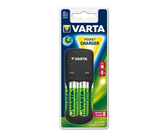 Зарядний пристрій для акумуляторів Varta Pocket Charger + 4AA 2600 mAh NI-MH (57642101471)