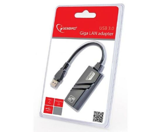 Адаптер USB3.0 to Gigabit Ethernet RJ45 Gembird (NIC-U3-02), изображение 2 Адаптер USB3.0 to Gigabit Ethernet RJ45 Gembird (NIC-U3-02), изображение 2