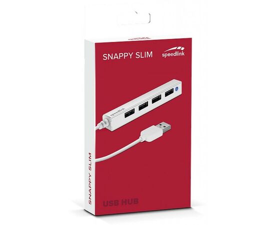 Концентратор Speedlink SNAPPY SLIM USB Hub, 4-Port, USB 2.0, Passive, White (SL-140000-WE), изображение 3 Концентратор Speedlink SNAPPY SLIM USB Hub, 4-Port, USB 2.0, Passive, White (SL-140000-WE), изображение 3
