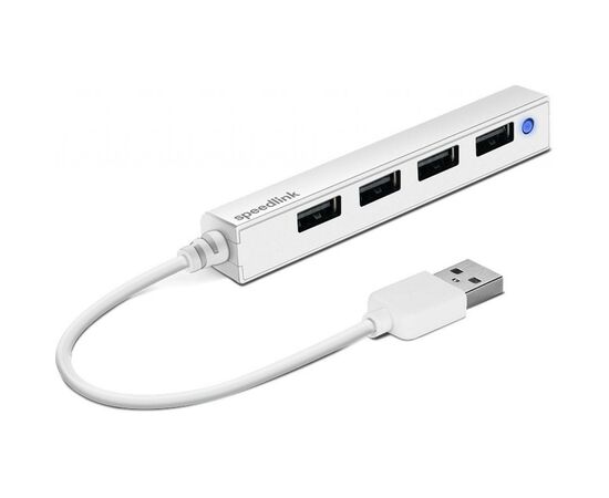 Концентратор Speedlink SNAPPY SLIM USB Hub, 4-Port, USB 2.0, Passive, White (SL-140000-WE)