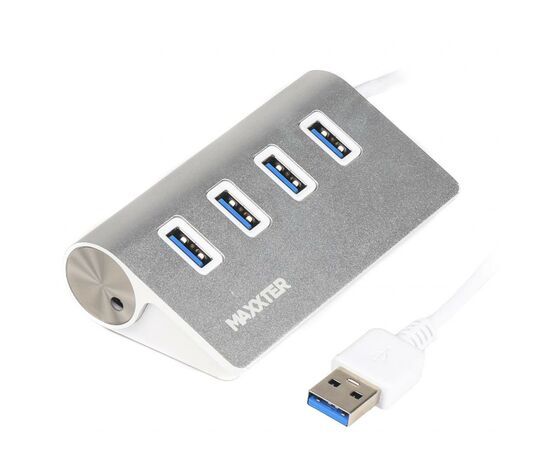 Концентратор Maxxter USB 3.0 Type-A 4 ports silver (HU3A-4P-01)