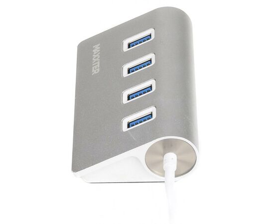 Концентратор Maxxter USB 3.0 Type-C 4 ports silver (HU3С-4P-01), изображение 3 Концентратор Maxxter USB 3.0 Type-C 4 ports silver (HU3С-4P-01), изображение 3