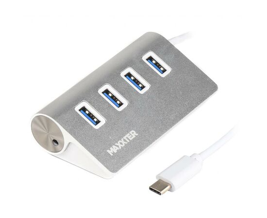 Концентратор Maxxter USB 3.0 Type-C 4 ports silver (HU3С-4P-01)