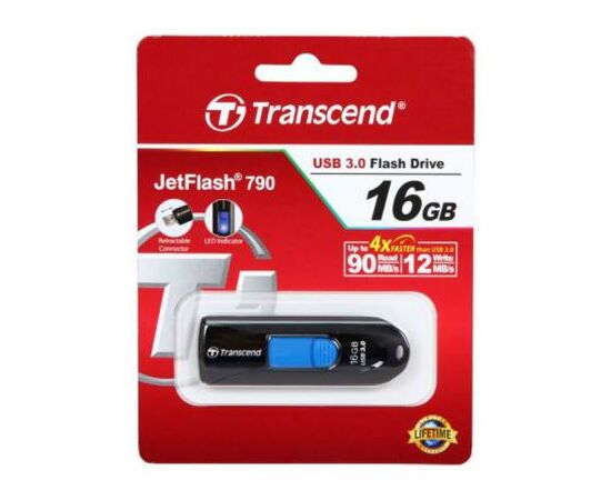 USB флеш накопитель Transcend 16GB JetFlash 790 USB 3.0 (TS16GJF790K), изображение 5 USB флеш накопитель Transcend 16GB JetFlash 790 USB 3.0 (TS16GJF790K), изображение 5