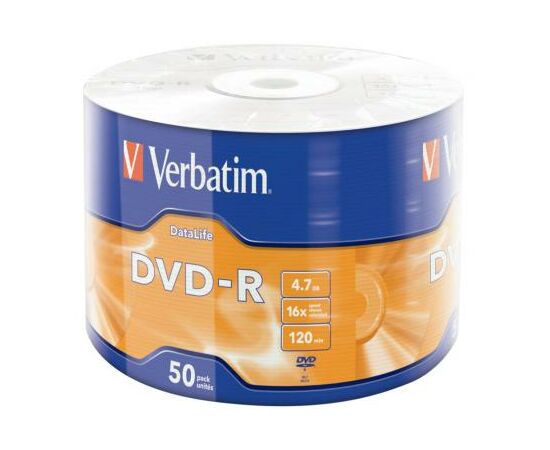 Диск DVD Verbatim 4.7Gb 16X Wrap-box 50pk Extra MATT SILVER (43791)