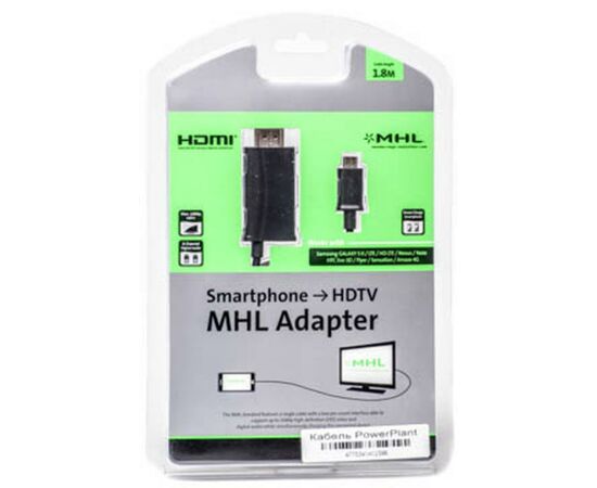 Кабель мультимедийный micro USB to HDMI PowerPlant (KD00AS1239), изображение 2 Кабель мультимедийный micro USB to HDMI PowerPlant (KD00AS1239), изображение 2