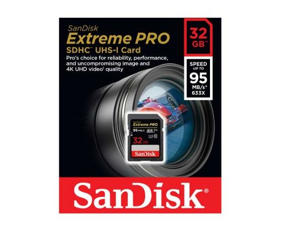 Карта пам'яті SanDisk 32GB SDHC Class10 UHS-I V30 4K Extreme Pro (SDSDXXG-032G-GN4IN), зображення 3 Карта пам'яті SanDisk 32GB SDHC Class10 UHS-I V30 4K Extreme Pro (SDSDXXG-032G-GN4IN), зображення 3