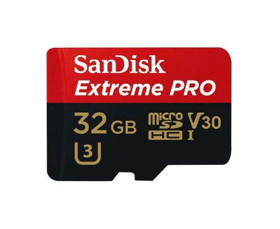 Карта памяти SanDisk 32GB microSD class 10 V30 A1 UHS-I U3 4K Extreme Pro (SDSQXCG-032G-GN6MA), изображение 2 Карта памяти SanDisk 32GB microSD class 10 V30 A1 UHS-I U3 4K Extreme Pro (SDSQXCG-032G-GN6MA), изображение 2