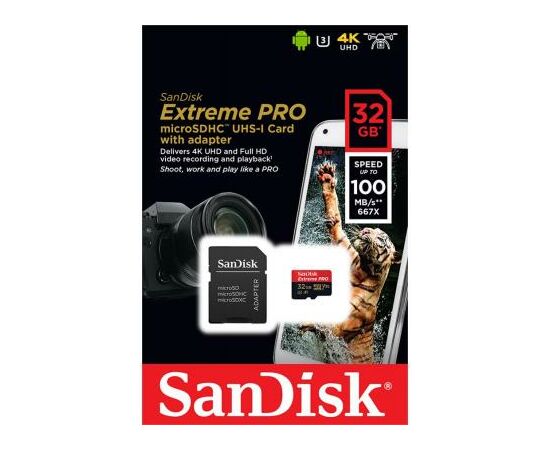 Карта памяти SanDisk 32GB microSD class 10 V30 A1 UHS-I U3 4K Extreme Pro (SDSQXCG-032G-GN6MA), изображение 5 Карта памяти SanDisk 32GB microSD class 10 V30 A1 UHS-I U3 4K Extreme Pro (SDSQXCG-032G-GN6MA), изображение 5