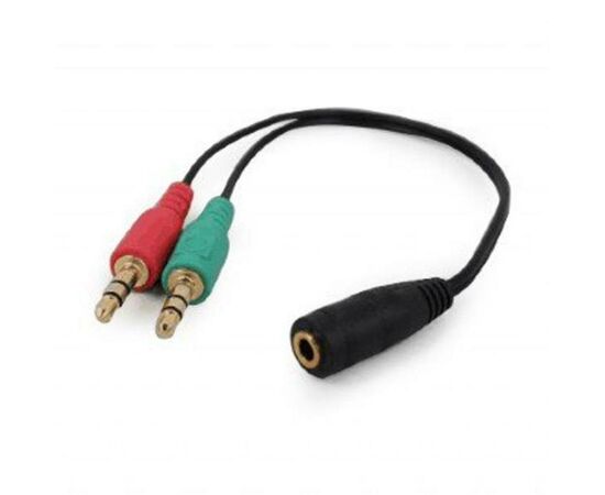 Кабель мультимедийный Jack 3.5mm female 4-pin to 2x Jack 3.5mm male 0.2m Cablexpert (CCA-418), изображение 3 Кабель мультимедийный Jack 3.5mm female 4-pin to 2x Jack 3.5mm male 0.2m Cablexpert (CCA-418), изображение 3