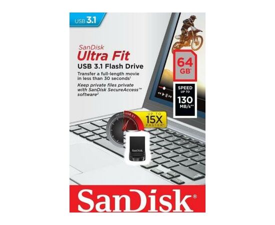 USB флеш накопитель SanDisk 64GB Ultra Fit USB 3.1 (SDCZ430-064G-G46), изображение 6 USB флеш накопитель SanDisk 64GB Ultra Fit USB 3.1 (SDCZ430-064G-G46), изображение 6