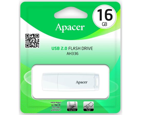 USB флеш накопитель Apacer 16GB AH336 White USB 2.0 (AP16GAH336W-1), изображение 4 USB флеш накопитель Apacer 16GB AH336 White USB 2.0 (AP16GAH336W-1), изображение 4