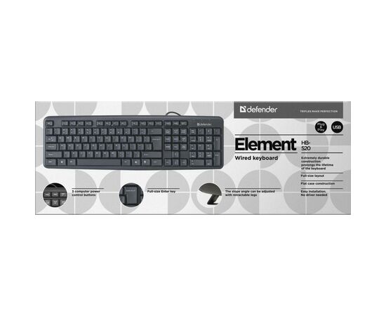 Клавиатура Defender Element HB-520 USB UKR Black (45529), изображение 3 Клавиатура Defender Element HB-520 USB UKR Black (45529), изображение 3
