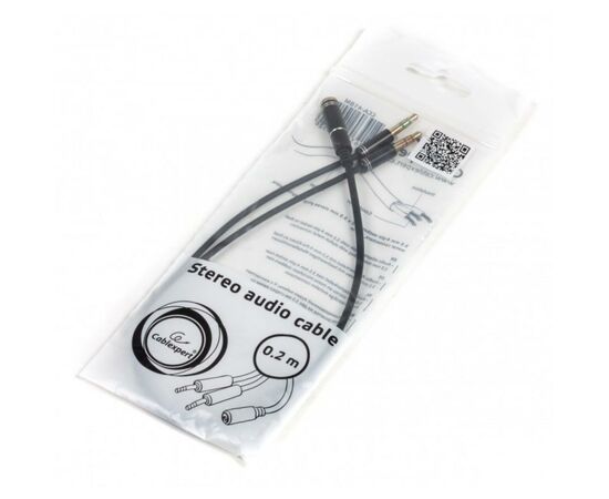 Кабель мультимедийный Jack 3.5mm F to 2 x Jack 3.5mm M Cablexpert (CCA-418M), изображение 2 Кабель мультимедийный Jack 3.5mm F to 2 x Jack 3.5mm M Cablexpert (CCA-418M), изображение 2