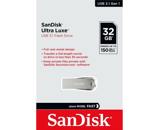 USB флеш накопитель SanDisk 32GB Ultra Luxe USB 3.1 (SDCZ74-032G-G46), изображение 5 USB флеш накопитель SanDisk 32GB Ultra Luxe USB 3.1 (SDCZ74-032G-G46), изображение 5