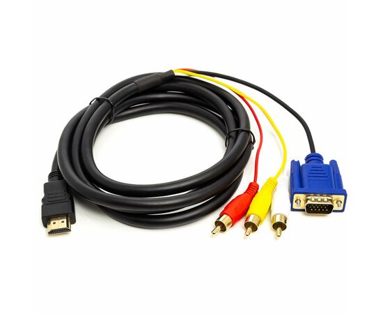 Кабель мультимедійний HDMI to VGA / 3*RCA 1.0m 1080p PowerPlant (CA912018)