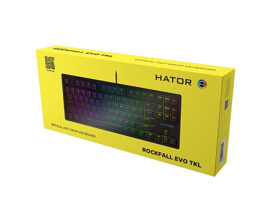 Клавиатура Hator Rockfall EVO TKL Kailh Optical Black (HTK-630), изображение 6 Клавиатура Hator Rockfall EVO TKL Kailh Optical Black (HTK-630), изображение 6