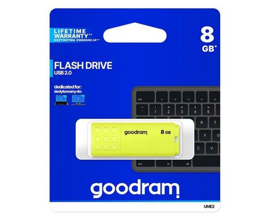 USB флеш накопитель Goodram 8GB UME2 Yellow USB 2.0 (UME2-0080Y0R11), изображение 4 USB флеш накопитель Goodram 8GB UME2 Yellow USB 2.0 (UME2-0080Y0R11), изображение 4