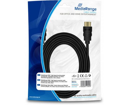 Кабель мультимедийный HDMI to HDMI 5.0m Mediarange (MRCS142)