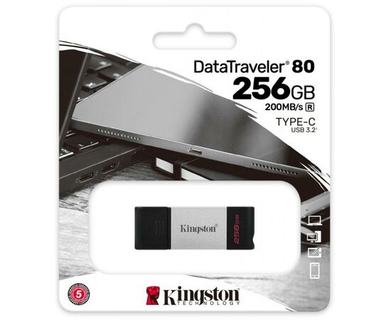 USB флеш накопитель Kingston 256GB DataTraveler 80 USB 3.2/Type-C (DT80/256GB), изображение 5 USB флеш накопитель Kingston 256GB DataTraveler 80 USB 3.2/Type-C (DT80/256GB), изображение 5