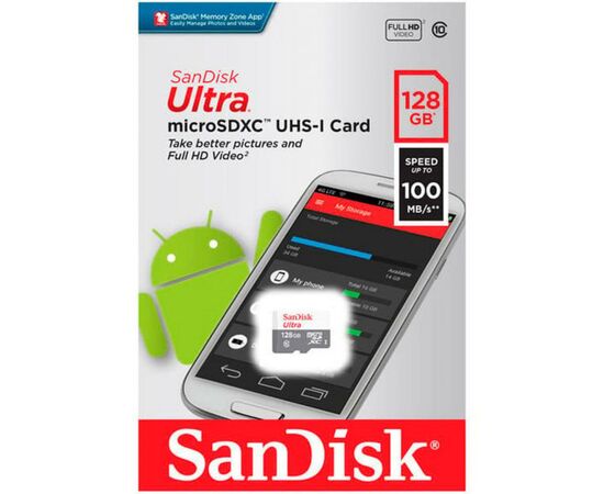 Карта памяти SanDisk 128GB microSD class 10 Ultra Light (SDSQUNR-128G-GN6MN), изображение 2 Карта памяти SanDisk 128GB microSD class 10 Ultra Light (SDSQUNR-128G-GN6MN), изображение 2