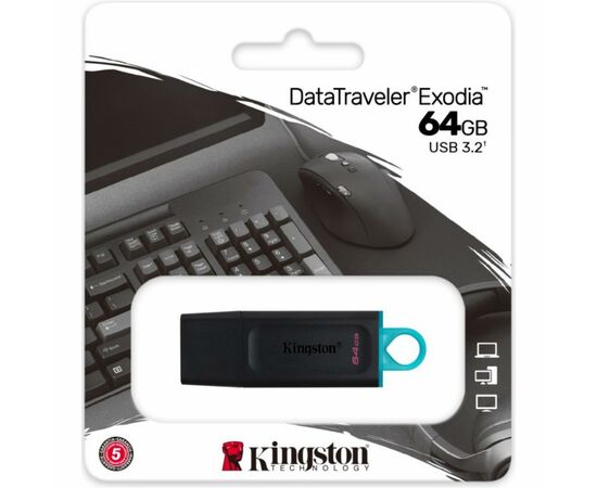 USB флеш накопитель Kingston 64GB DataTraveler Exodia Black/Teal USB 3.2 (DTX/64GB), изображение 5 USB флеш накопитель Kingston 64GB DataTraveler Exodia Black/Teal USB 3.2 (DTX/64GB), изображение 5