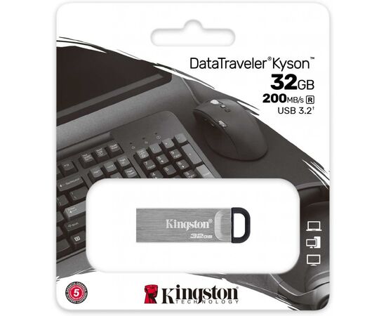 USB флеш накопитель Kingston 32GB DT Kyson Silver/Black USB 3.2 (DTKN/32GB), изображение 4 USB флеш накопитель Kingston 32GB DT Kyson Silver/Black USB 3.2 (DTKN/32GB), изображение 4