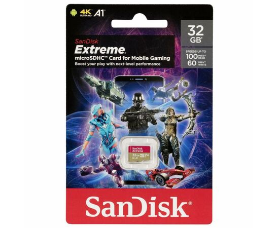 Карта памяти SanDisk 32GB microSDHC class 10 UHS-I A1 V30 Extreme (SDSQXAF-032G-GN6GN), изображение 2 Карта памяти SanDisk 32GB microSDHC class 10 UHS-I A1 V30 Extreme (SDSQXAF-032G-GN6GN), изображение 2