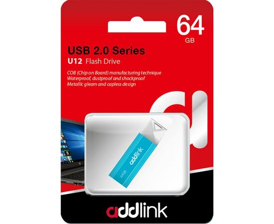 USB флеш накопитель AddLink 64GB U12 Aqua USB 2.0 (ad64GBU12A2), изображение 2 USB флеш накопитель AddLink 64GB U12 Aqua USB 2.0 (ad64GBU12A2), изображение 2