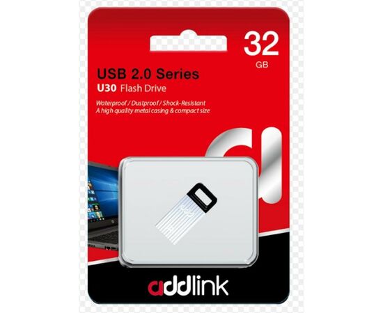 USB флеш накопитель AddLink 32GB U30 Silver USB 2.0 (ad32GBU30S2), изображение 2 USB флеш накопитель AddLink 32GB U30 Silver USB 2.0 (ad32GBU30S2), изображение 2