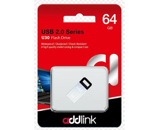USB флеш накопитель AddLink 64GB U30 Silver USB 2.0 (ad64GBU30S2), изображение 2 USB флеш накопитель AddLink 64GB U30 Silver USB 2.0 (ad64GBU30S2), изображение 2