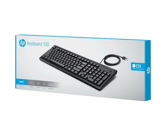 Клавиатура HP 100 USB Black (2UN30AA), изображение 4 Клавиатура HP 100 USB Black (2UN30AA), изображение 4