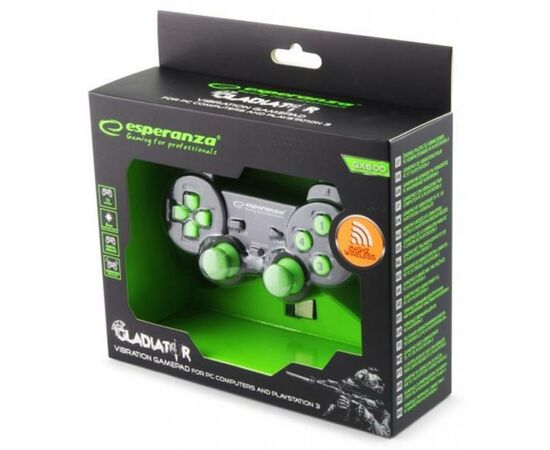 Геймпад Esperanza Gladiator PC/PS3 Black-Green (EGG108G), изображение 2 Геймпад Esperanza Gladiator PC/PS3 Black-Green (EGG108G), изображение 2