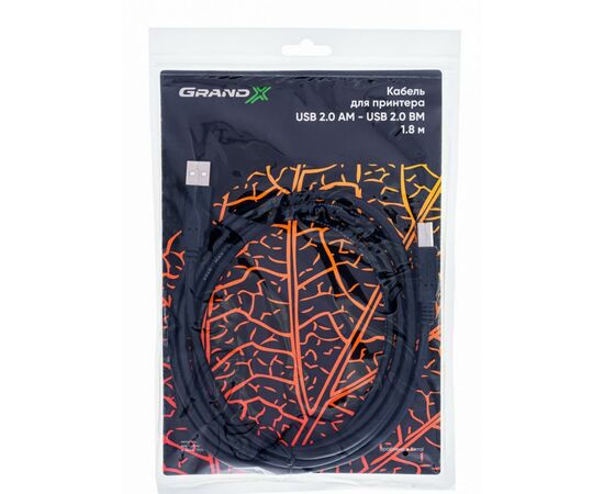 Кабель для принтера USB 2.0 AM/BM 1.8m Grand-X (PR-18), изображение 3 Кабель для принтера USB 2.0 AM/BM 1.8m Grand-X (PR-18), изображение 3