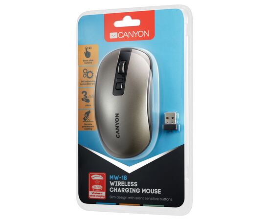Мышка Canyon MW-18 Wireless Dark Grey (CNS-CMSW18DG), изображение 5 Мышка Canyon MW-18 Wireless Dark Grey (CNS-CMSW18DG), изображение 5