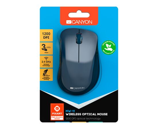 Мышка Canyon MW-11 Wireless Pixart Blue (CNE-CMSW11BL), изображение 6 Мышка Canyon MW-11 Wireless Pixart Blue (CNE-CMSW11BL), изображение 6