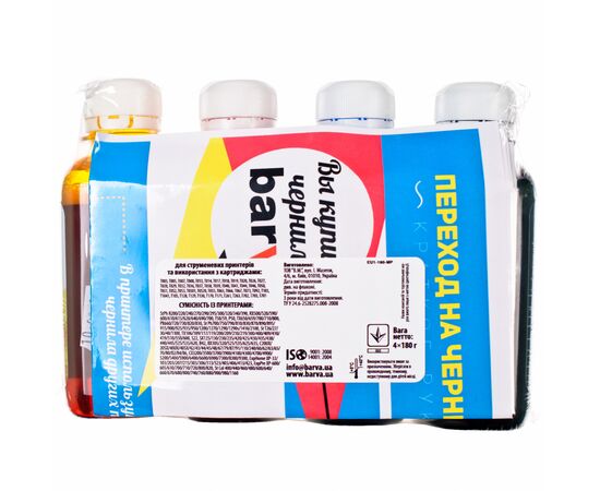 Чернила Barva Epson universal 1, water-soluble, 180г*4 B/C/M/Y (EU1-180-MP), изображение 3 Чернила Barva Epson universal 1, water-soluble, 180г*4 B/C/M/Y (EU1-180-MP), изображение 3