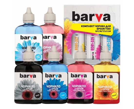Чорнило Barva Epson P50/T50/R270/TX650) B/C/M/Y/LC/LM (6х90 г) SET (E081-090-MP)
